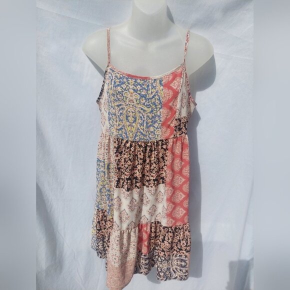 Altar'd State Boho Patchwork Mini Dress Size Small Polyester
